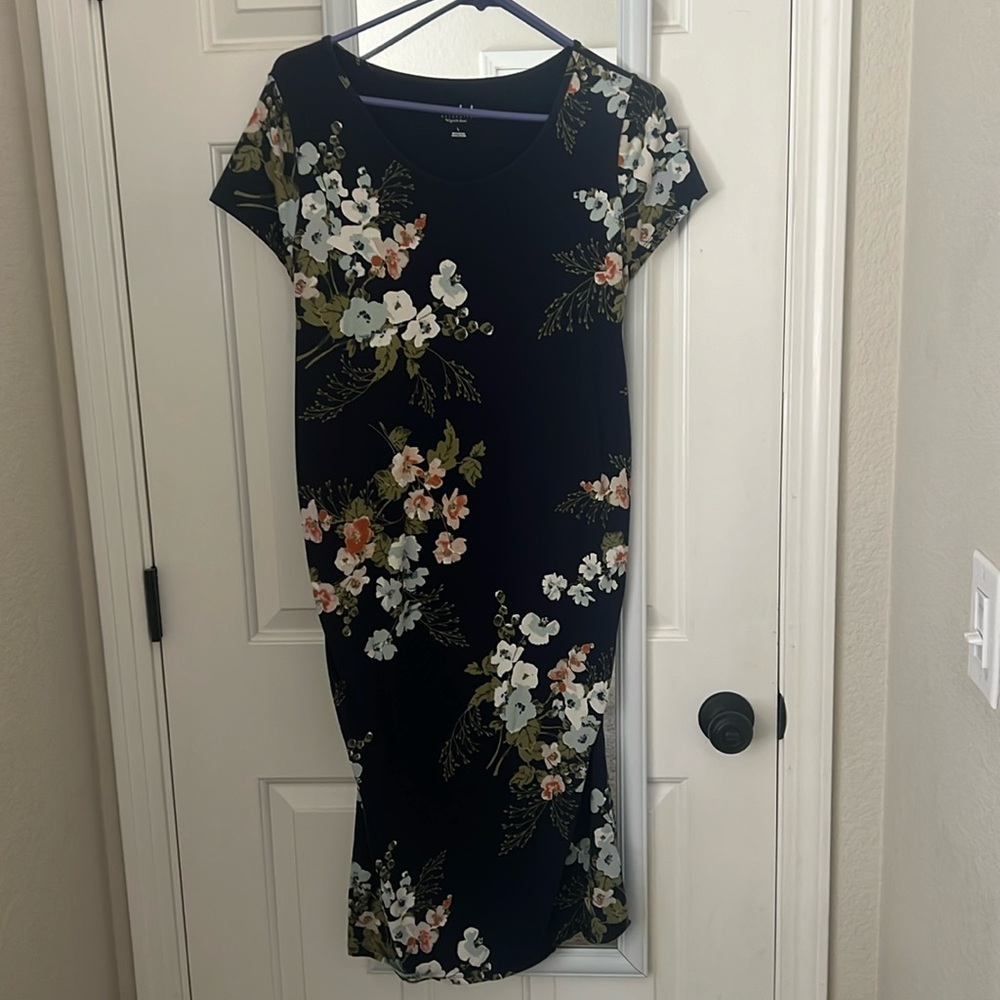 Navy Floral Maternity Dress